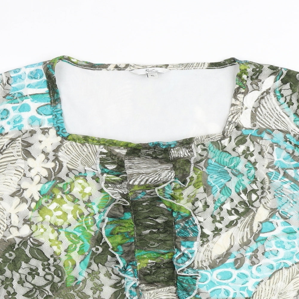Klass Womens Multicoloured Geometric Polyester Basic Blouse Size XL Square Neck
