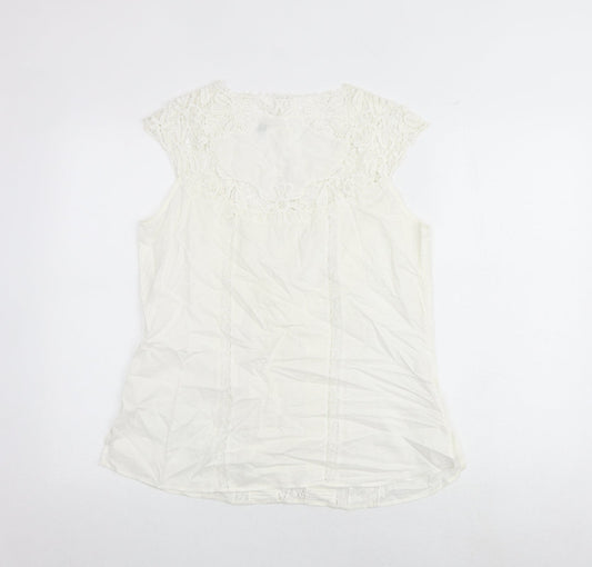 Womens UK Size 14 Lakeland White Polyester Blouse