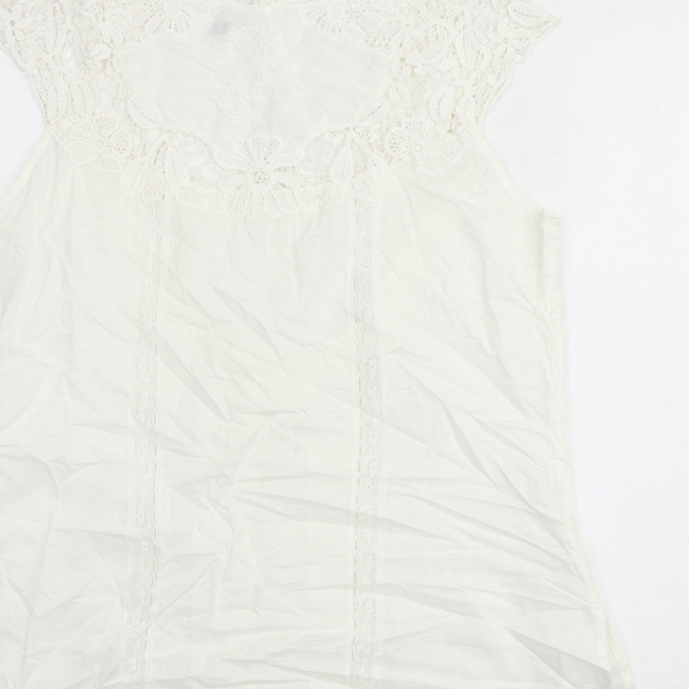 Womens UK Size 14 Lakeland White Polyester Blouse