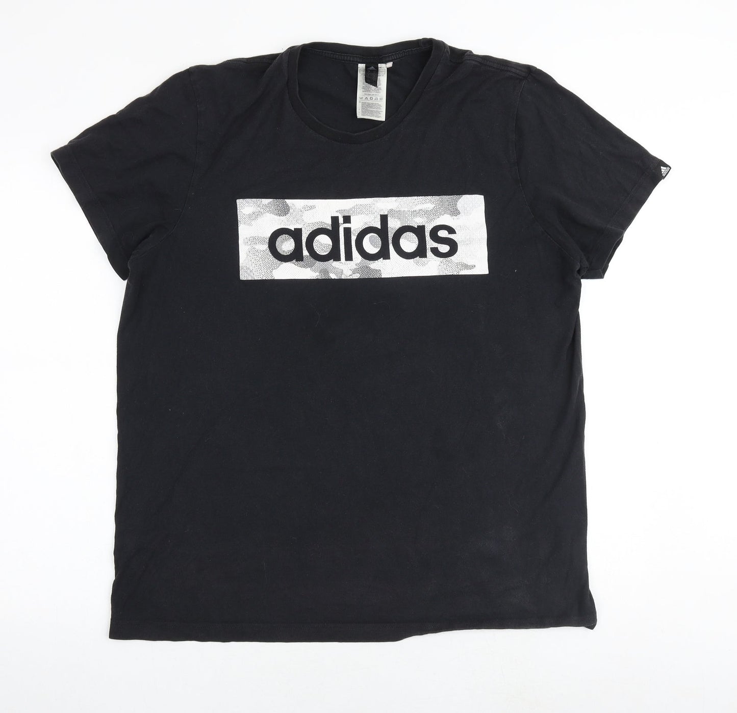 adidas Mens Black Cotton T-Shirt Size L Crew Neck