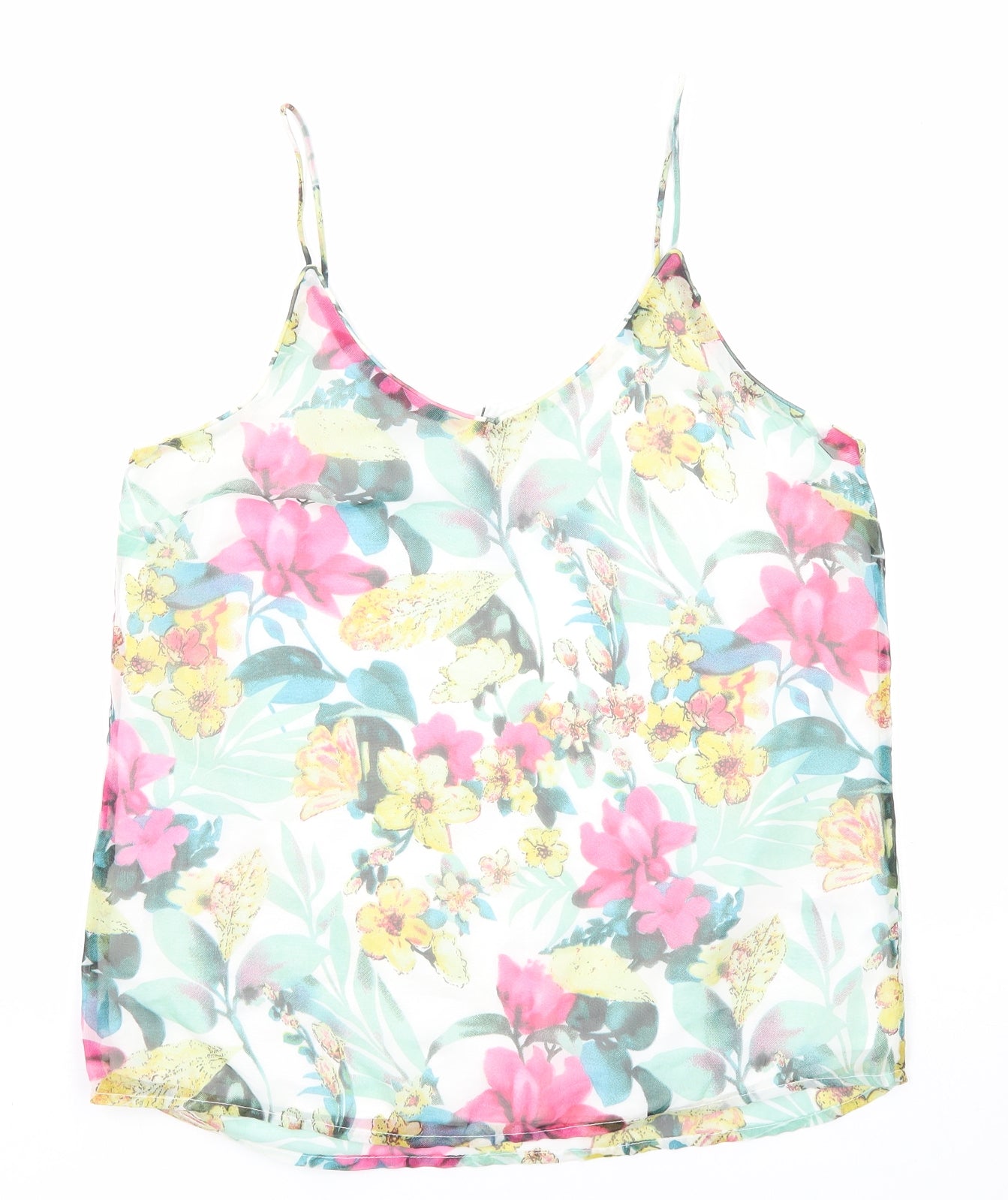 VERO MODA Womens Multicoloured Floral Polyester Camisole Tank Size M Scoop Neck