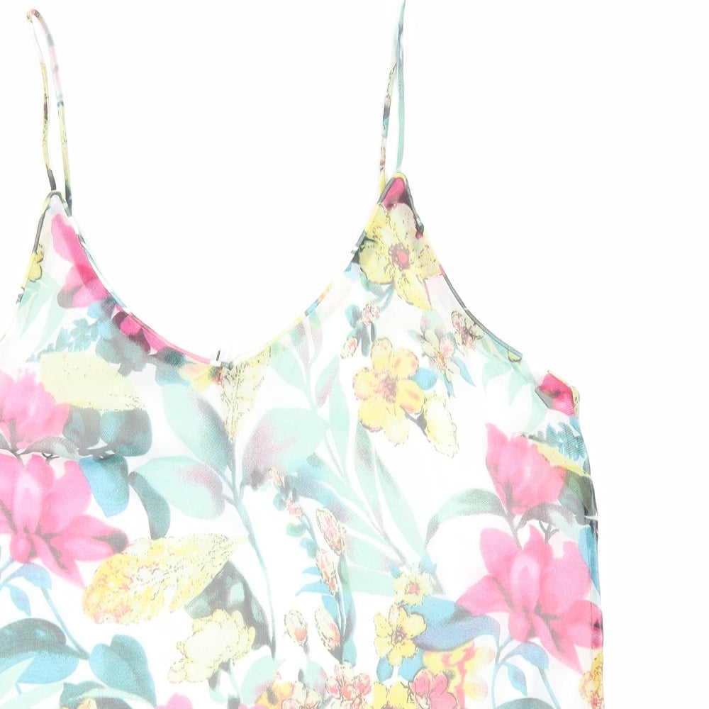 VERO MODA Womens Multicoloured Floral Polyester Camisole Tank Size M Scoop Neck