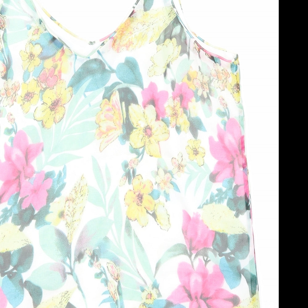 VERO MODA Womens Multicoloured Floral Polyester Camisole Tank Size M Scoop Neck