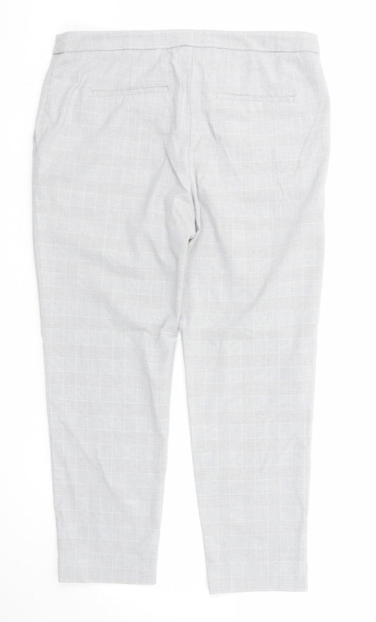 H&M Womens Grey Check Polyester Dress Pants Trousers Size 14 Regular Zip