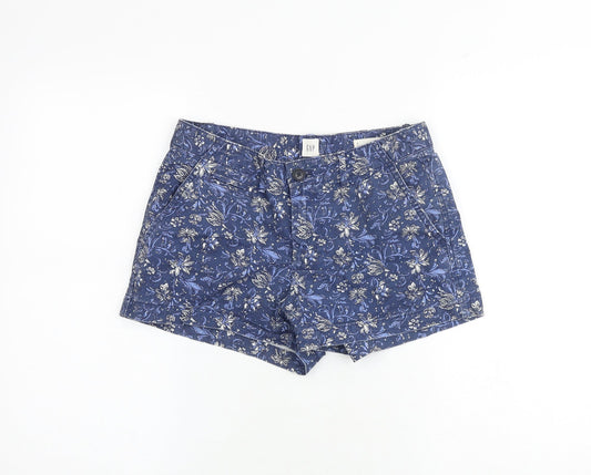 Gap Womens Blue Floral Cotton Mom Shorts Size 29 in Regular Zip