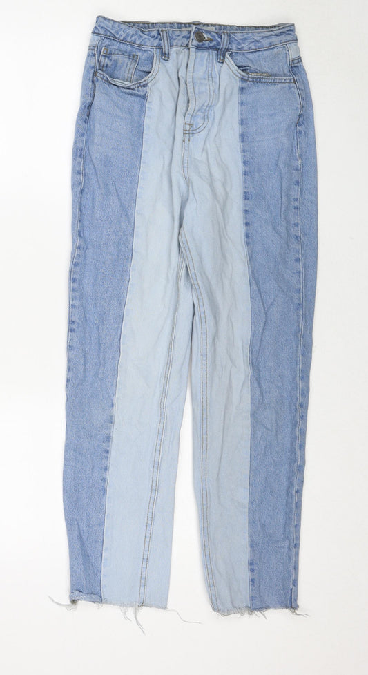 Stradivarius Womens Blue Cotton Straight Jeans Size 8 Regular Zip