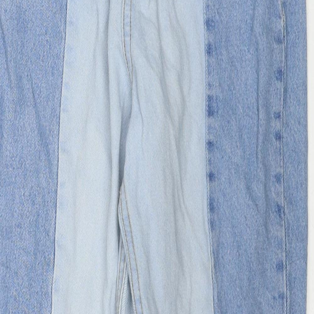 Stradivarius Womens Blue Cotton Straight Jeans Size 8 Regular Zip
