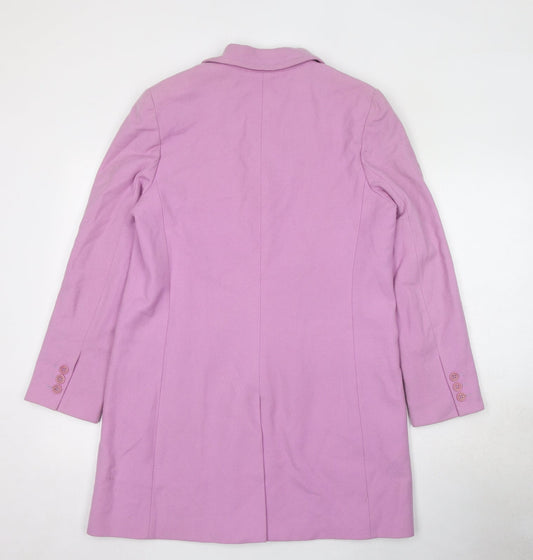 Theory Womens Purple Overcoat Coat Size L Button