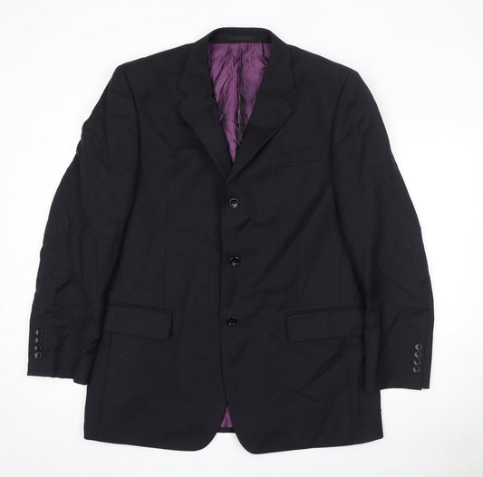 Racing Green Mens Black Wool Jacket Suit Jacket Size 42 Regular - Shoulder Pads