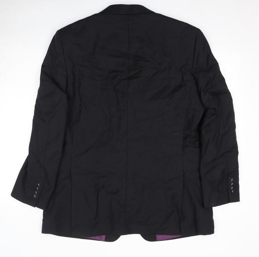 Racing Green Mens Black Wool Jacket Suit Jacket Size 42 Regular - Shoulder Pads