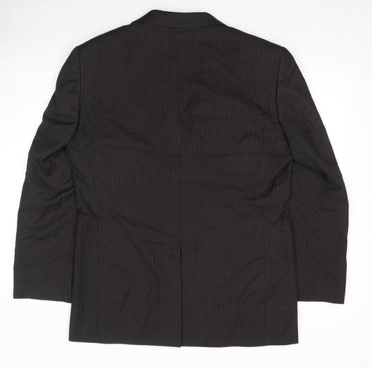 Fellini Mens Brown Striped Polyester Jacket Suit Jacket Size 40 Regular