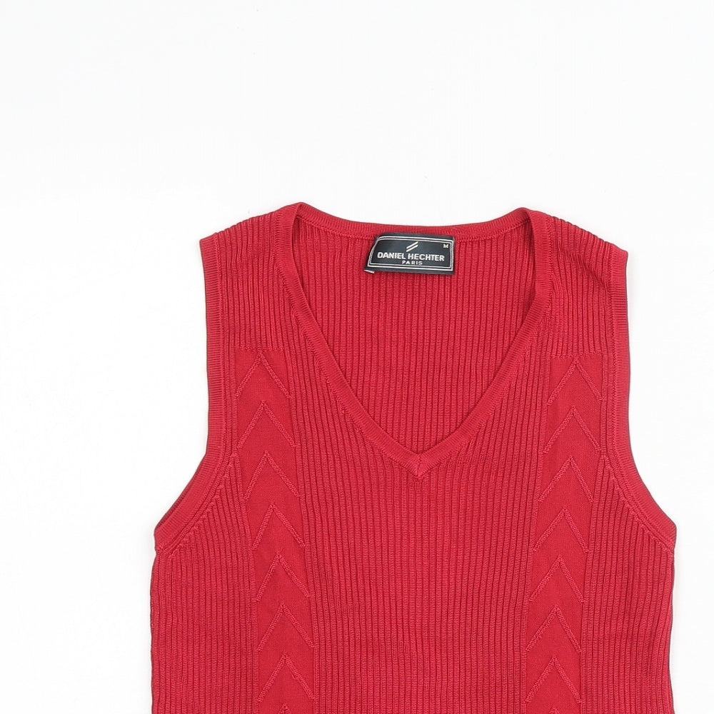Daniel Hetcher Womens Red Viscose Basic Tank Size M V-Neck
