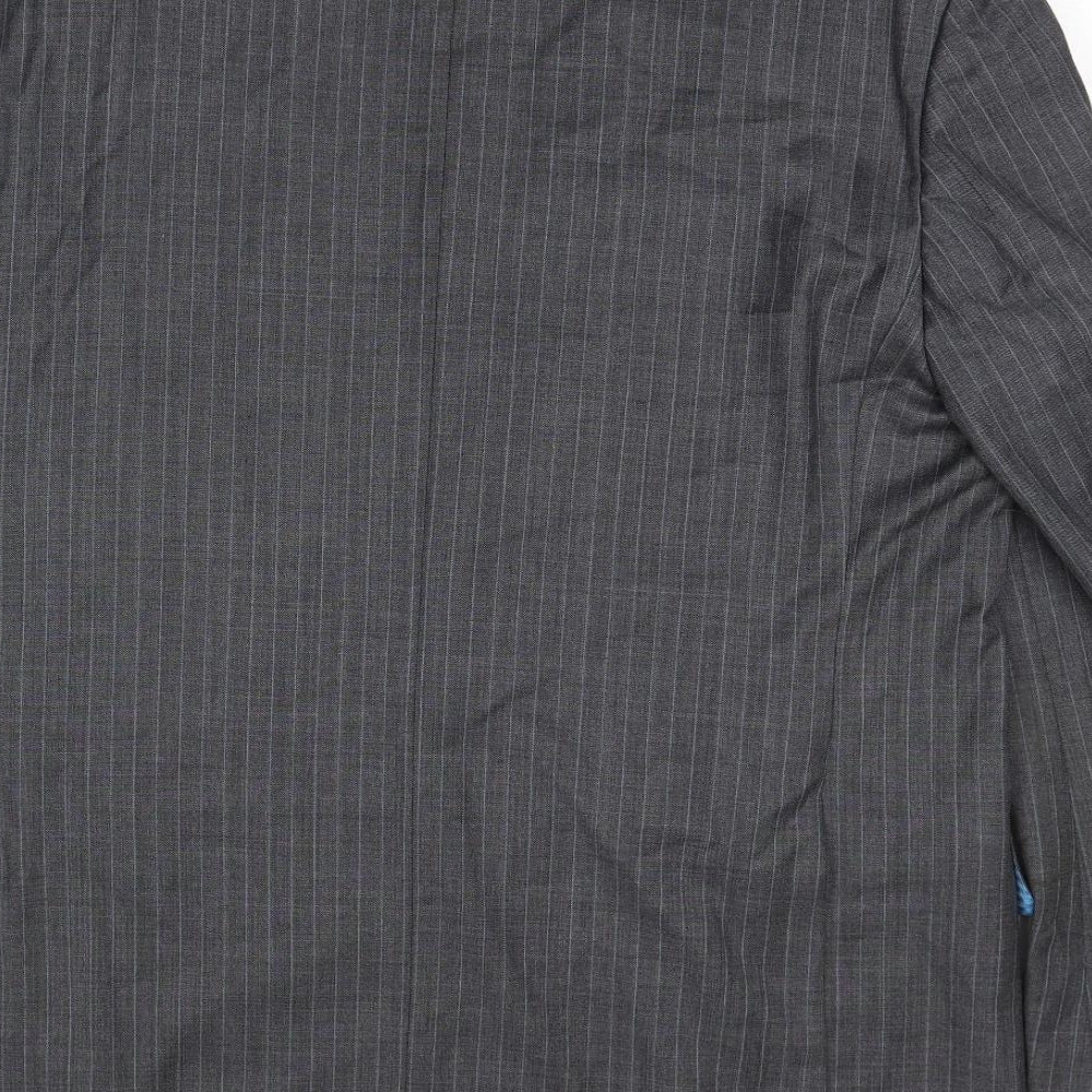 Marks and Spencer Mens Grey Striped Wool Jacket Suit Jacket Size 46 Regular