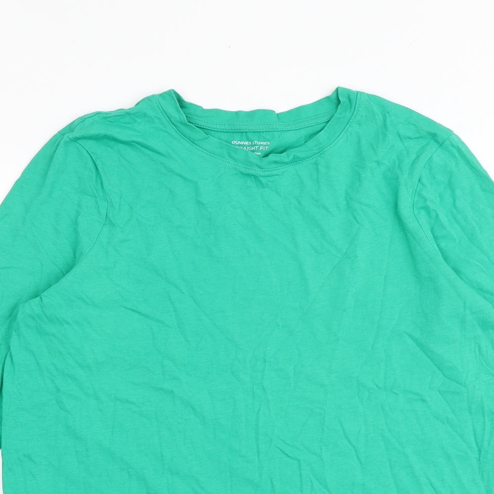 Dunnes Stores Womens Green 100% Cotton Basic T-Shirt Size XS Round Neck
