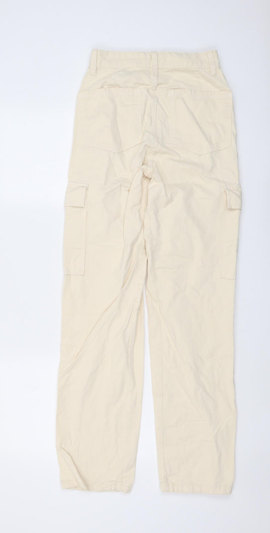 STR Womens Beige Cotton Straight Jeans Size 4 L30 in Regular Button