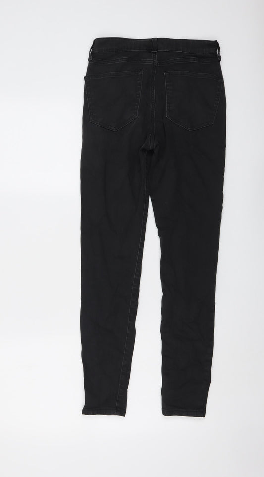 Topshop Womens Black Cotton Skinny Jeans Size 28 in L27 in Regular Button