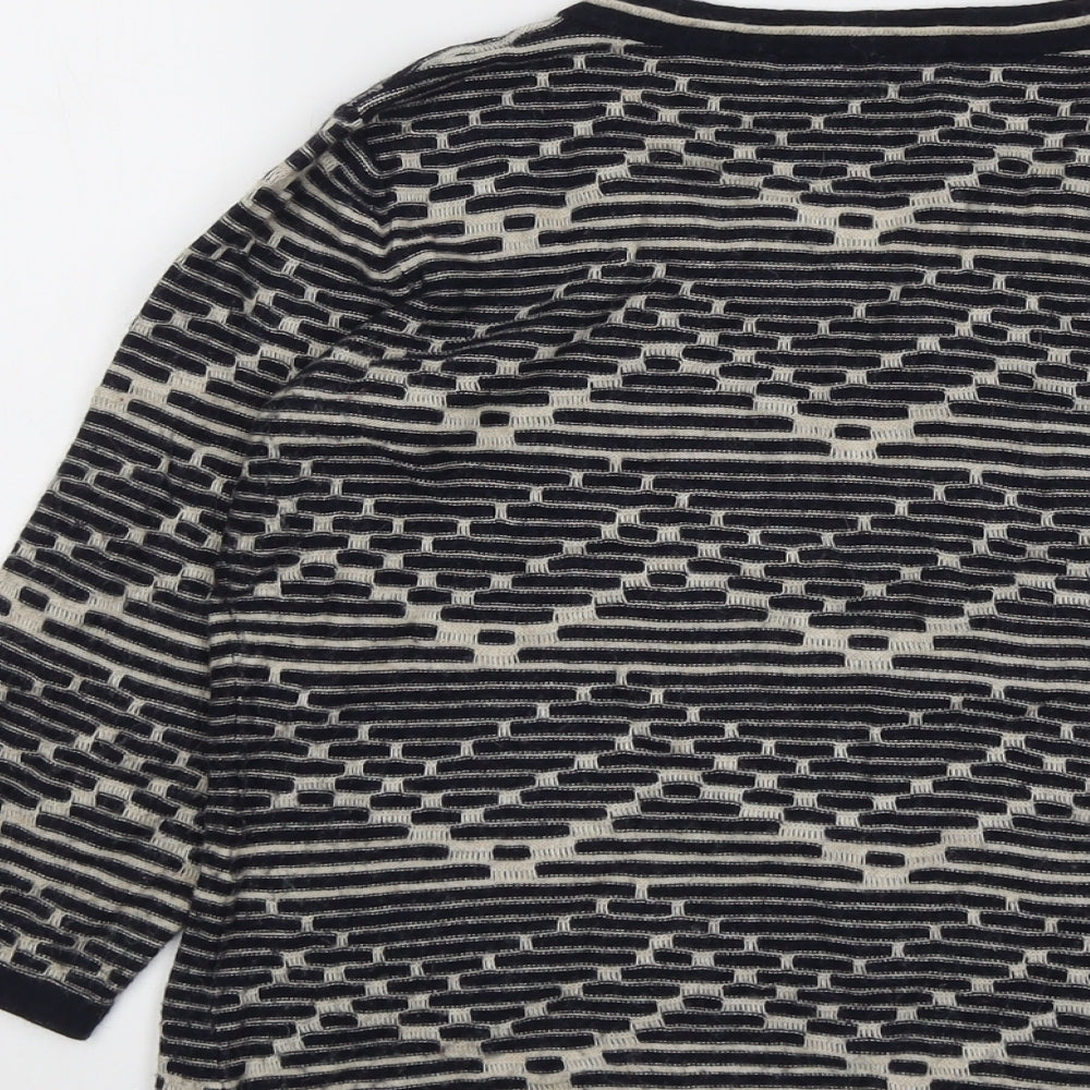 CC Womens Blue Square Neck Geometric Acrylic Pullover Jumper Size M