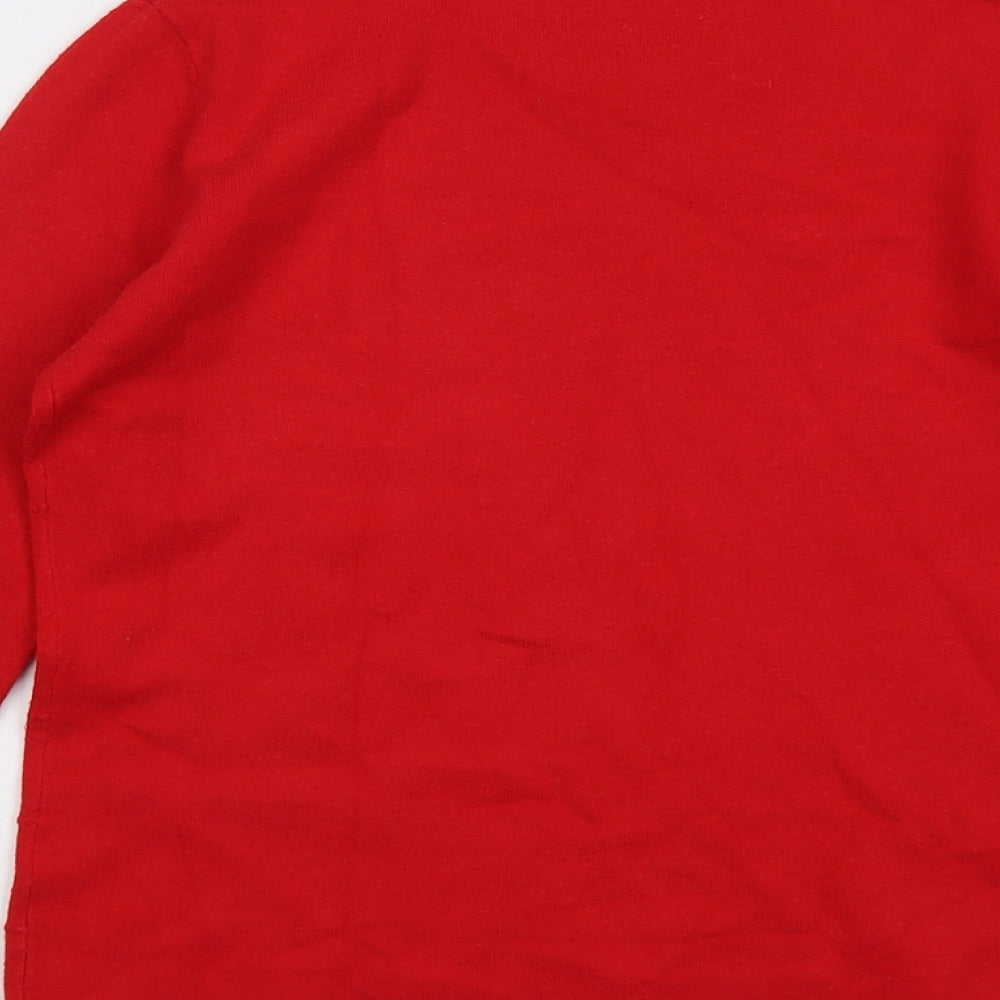 JUST ELEGANCE Womens Red Round Neck Viscose Pullover Jumper Size M