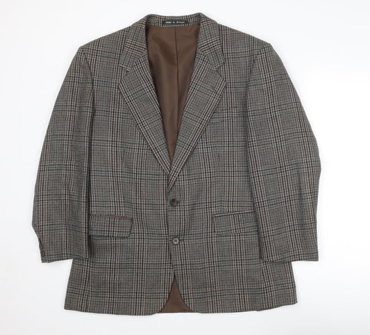 Dunn & Co Mens Brown Plaid Wool Jacket Suit Jacket Size 40 Regular