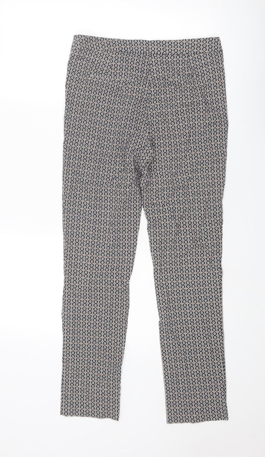 Dunnes Stores Womens Multicoloured Geometric Viscose Trousers Size 10 Regular Zip