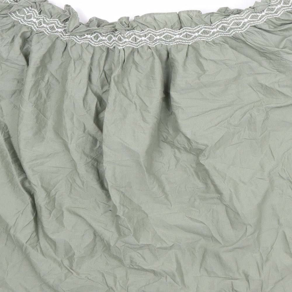 Marks and Spencer Womens Green Cotton Basic Blouse Size 10 Round Neck