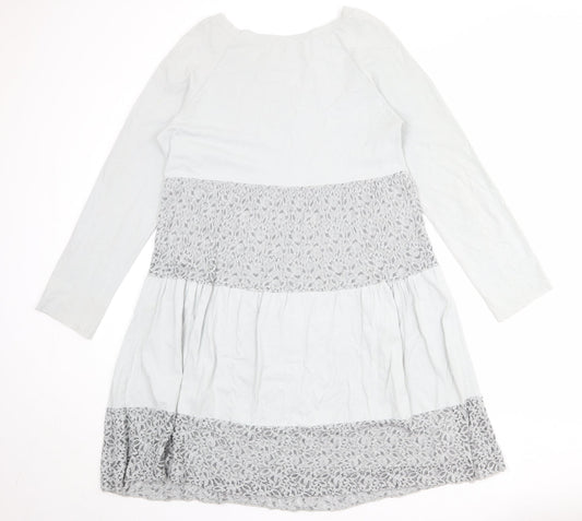 Collezione Garia Womens Grey Check Cotton Jumper Dress Size S Round Neck Pullover