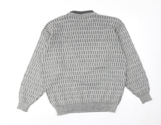 NICO Mens Grey High Neck Acrylic Pullover Jumper Size M Long Sleeve