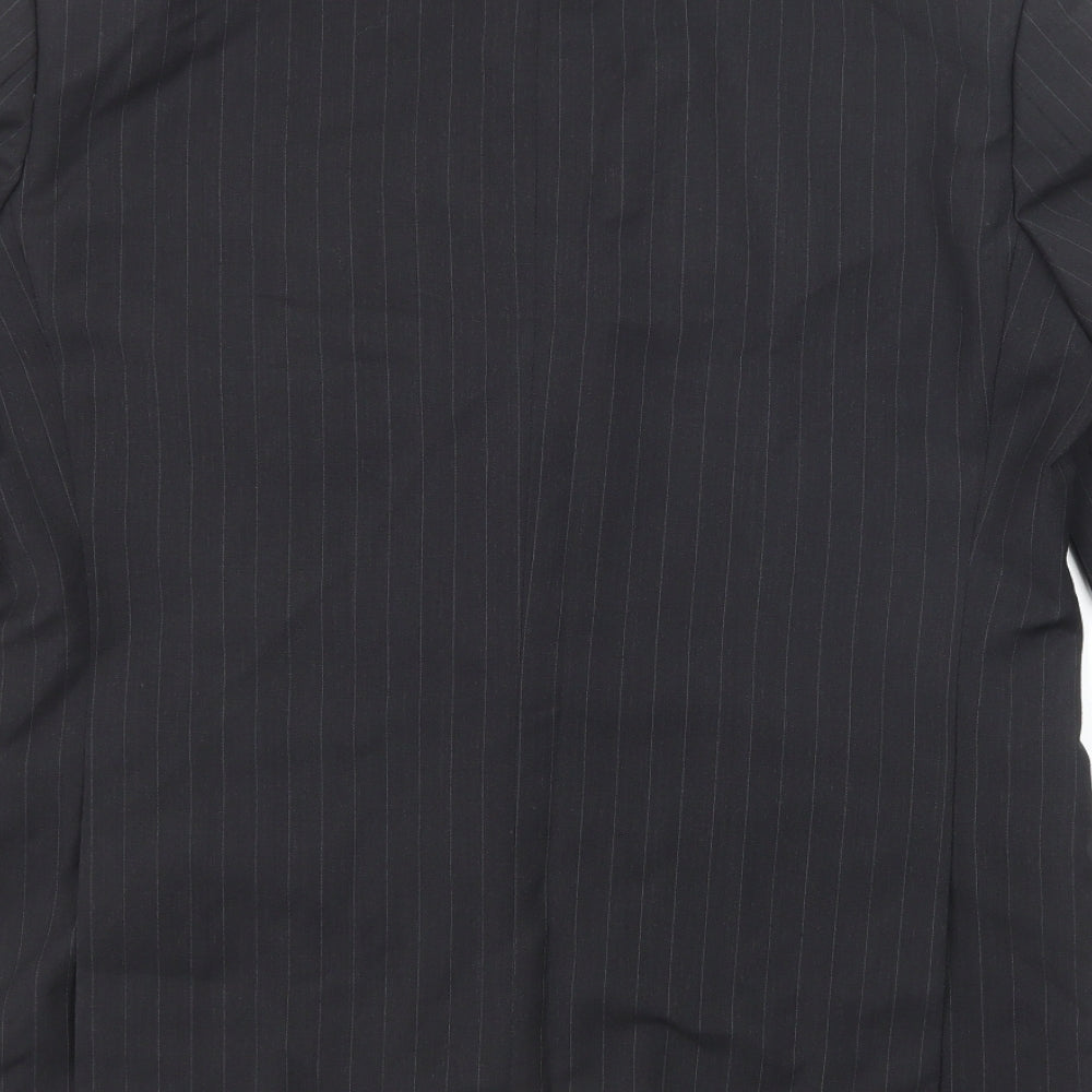 Marks and Spencer Mens Black Striped Wool Jacket Suit Jacket Size 40 Regular