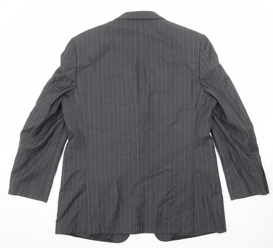 Marks and Spencer Mens Grey Striped Wool Jacket Suit Jacket Size 46 Regular