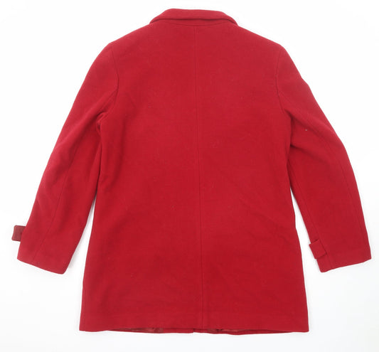 BHS Womens Red Overcoat Coat Size 14 Button