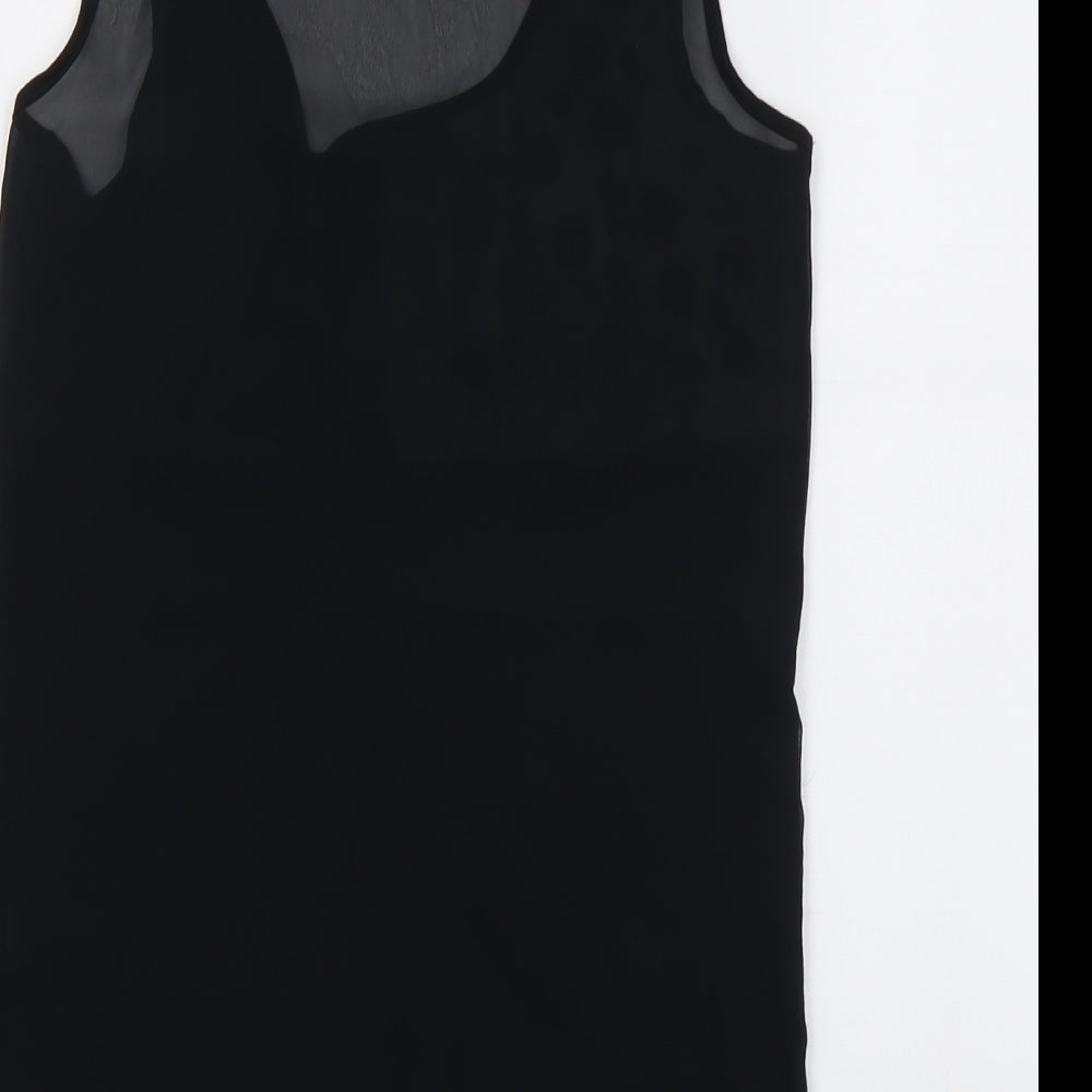 Marks and Spencer Womens Black Polyester Basic Tank Size 6 Scoop Neck