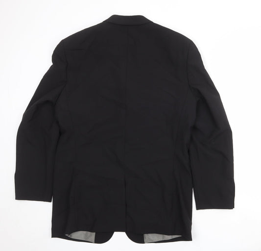 River Island Mens Black Wool Jacket Suit Jacket Size 42 Regular
