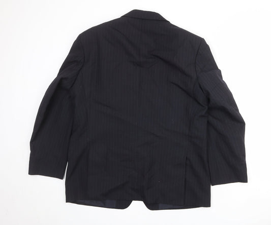 St Michael Mens Black Striped Polyester Jacket Suit Jacket Size 44 Regular