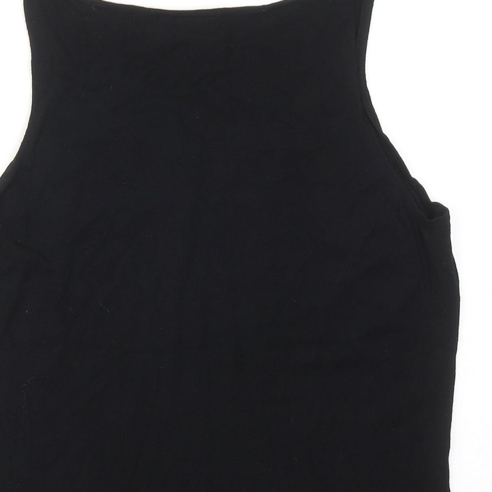 Alex & Co. Womens Black Viscose Basic Tank Size 16 Round Neck