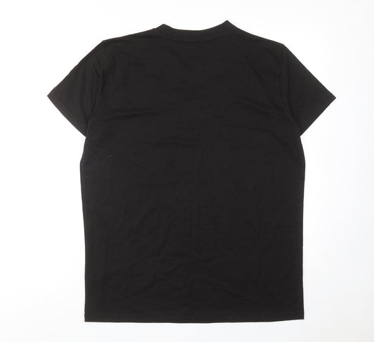 JRC Mens Black Cotton T-Shirt Size M V-Neck