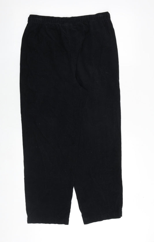 EWM Womens Black Cotton Jogger Trousers Size 12 Regular Tie