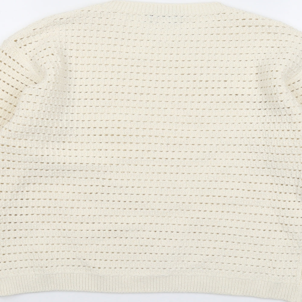 Marks and Spencer Womens Ivory Round Neck Acrylic Pullover Jumper Size S