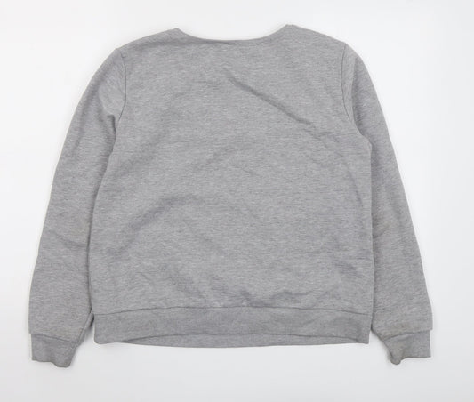 Red Herring Womens Grey Polyester Pullover Sweatshirt Size 14 Pullover - Flower detail