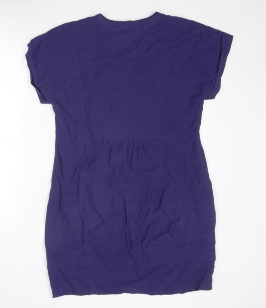 Sandwich Womens Purple Polyester A-Line Size 12 Round Neck Zip