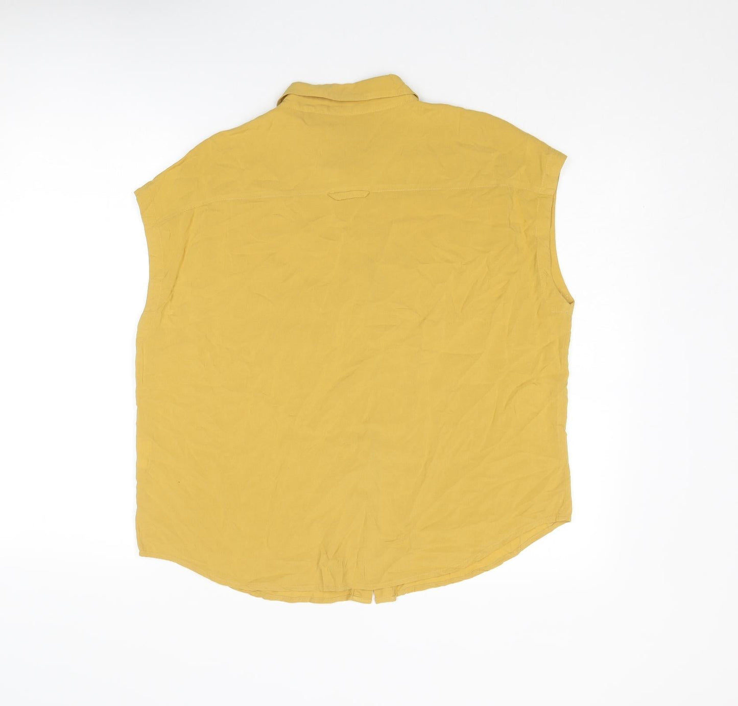 United Colors of Benetton Womens Yellow Polyester Basic Button-Up Size M Collared
