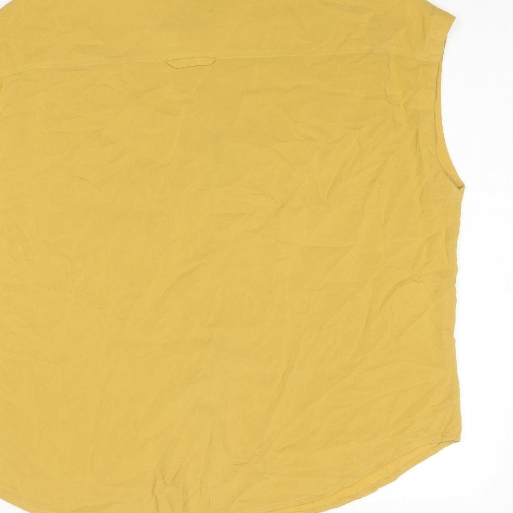 United Colors of Benetton Womens Yellow Polyester Basic Button-Up Size M Collared