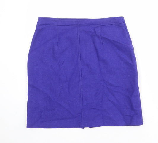 Phase Eight Womens Blue Wool A-Line Skirt Size 12 Zip