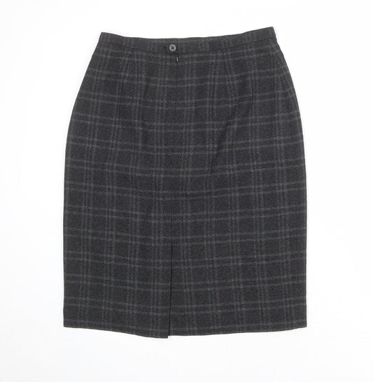 Planet Womens Grey Plaid Polyester A-Line Skirt Size 12 Zip