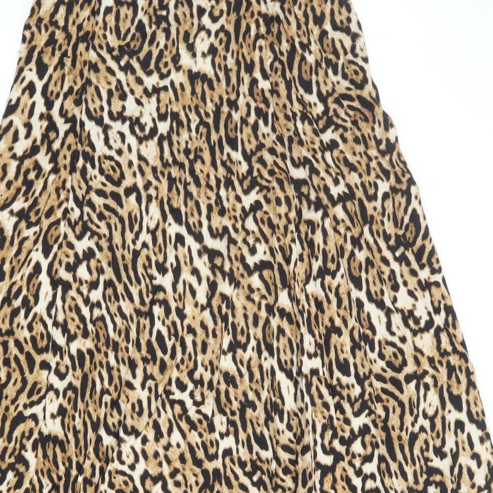 Seed Womens Multicoloured Animal Print Viscose Swing Skirt Size 8 Zip - Leopard pattern