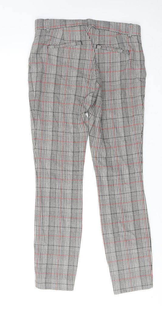 Gap Womens Grey Plaid Cotton Trousers Size 4 Regular Hook & Eye