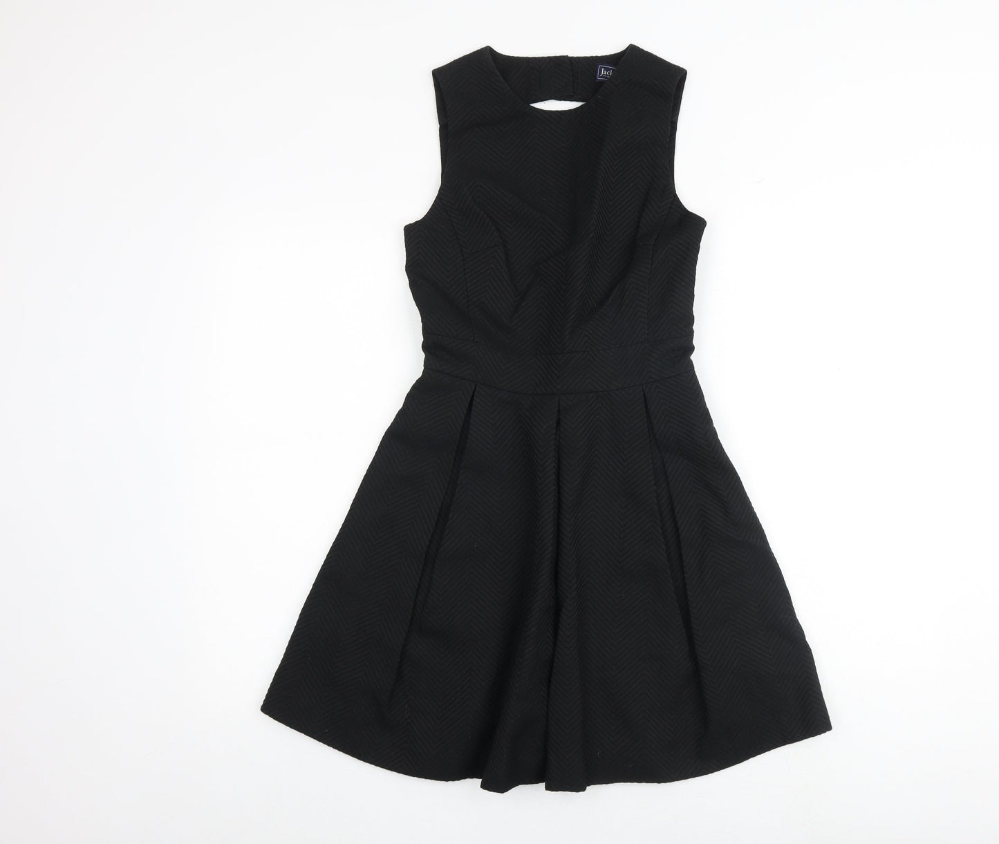 Jack Wills Womens Black Cotton Fit & Flare Size 6 Boat Neck Zip - Cut Out Back Detail