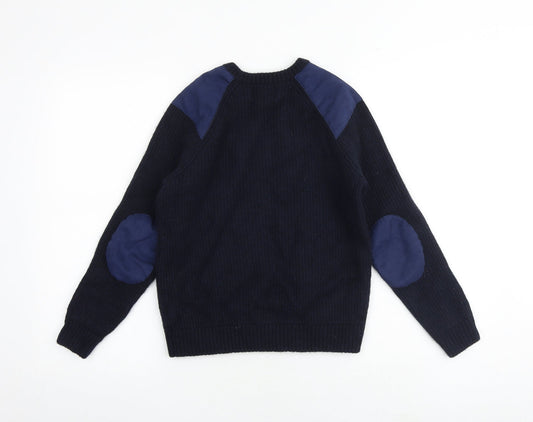 John Partidge Boys Blue Round Neck Wool Pullover Jumper Size M Pullover