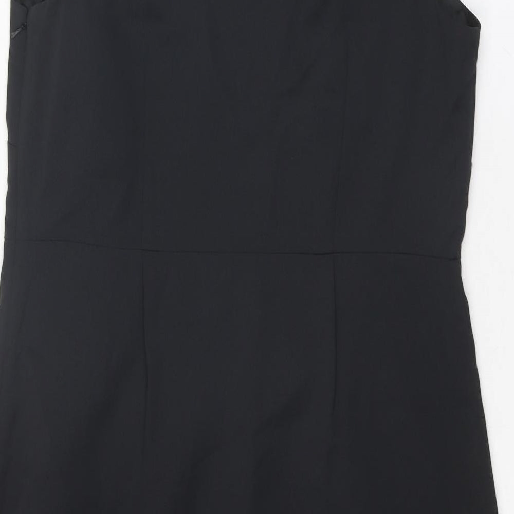 Brand and care label for Autograph women’s black polyester a-line, size UK 14, round neck zip