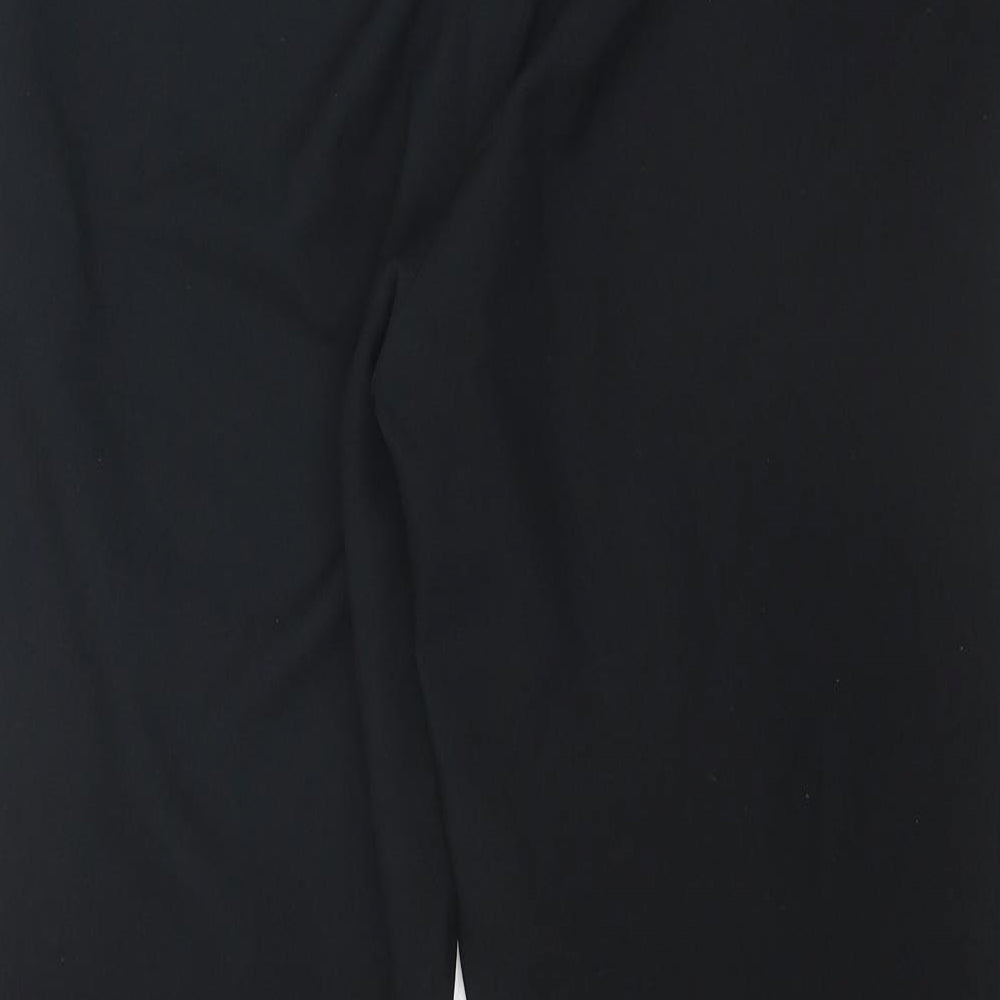 Brand and care label for ASOS women’s black polyester trousers, size UK 12, regular zip