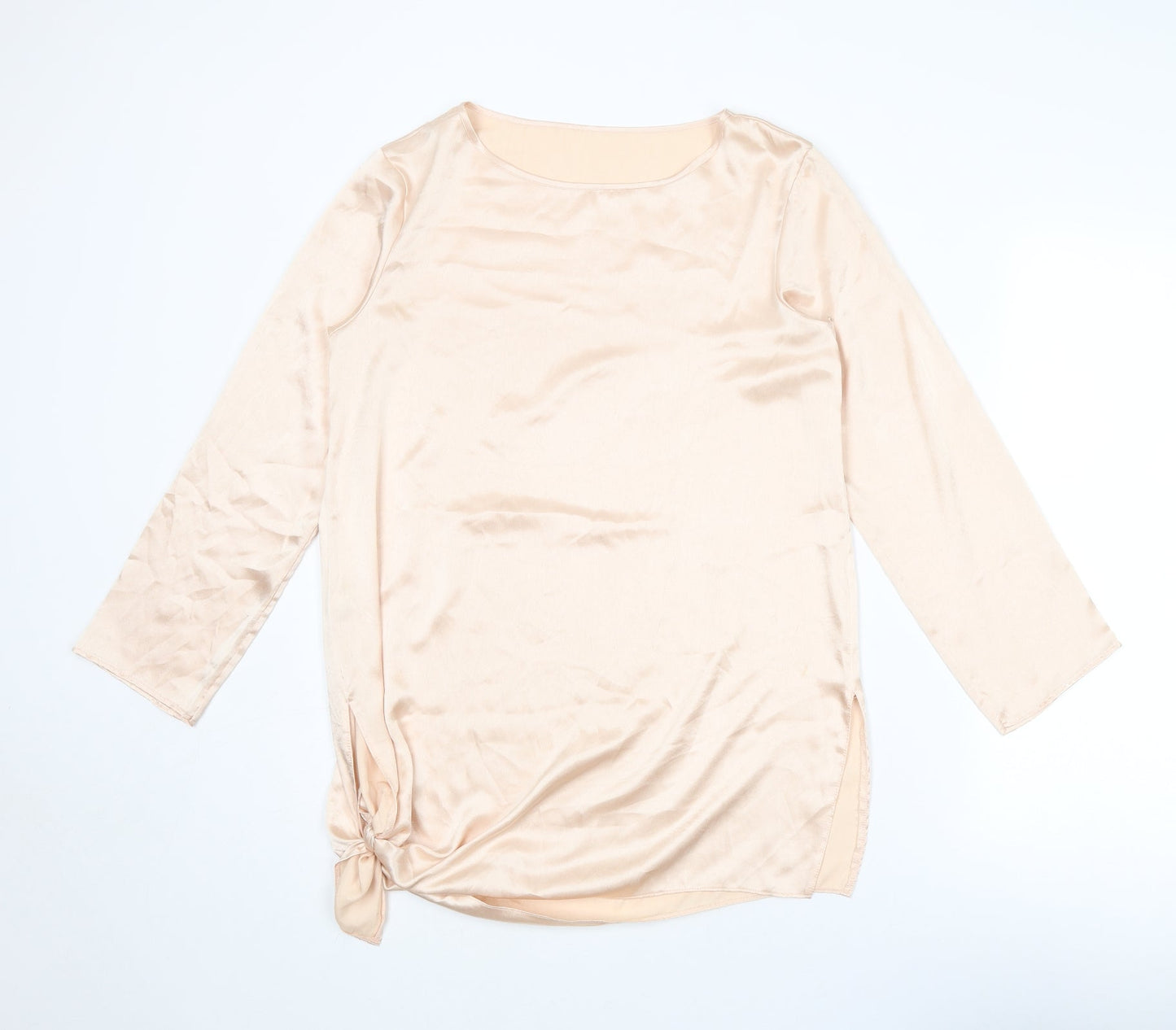 St Michael Womens Pink Polyester Basic Blouse Size 8 Boat Neck - Size 8-10